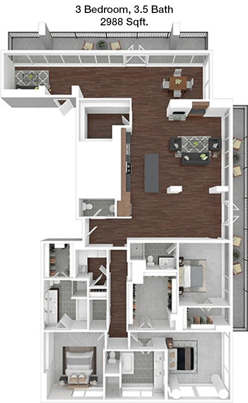2,988 sq ft floorplan layout