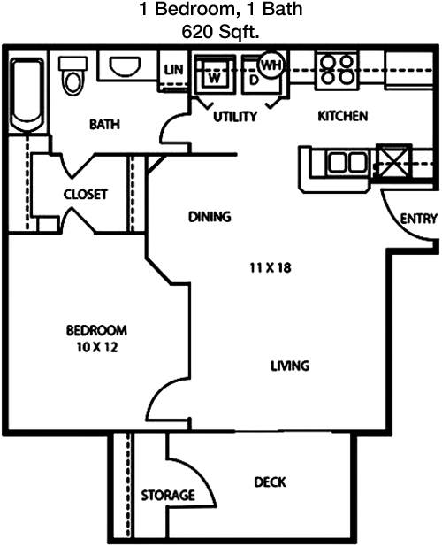620 sq ft floorplan layout