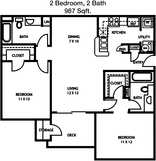 987 sq ft floorplan layout
