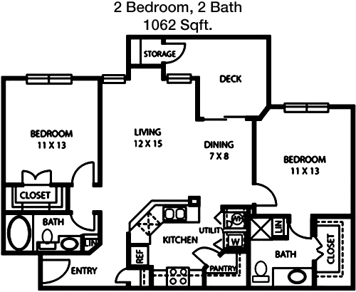 1,062 sq ft floorplan layout