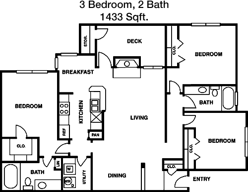 1,433 sq ft floorplan layout