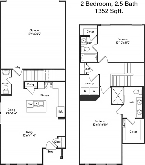 1,352 sq ft floorplan layout