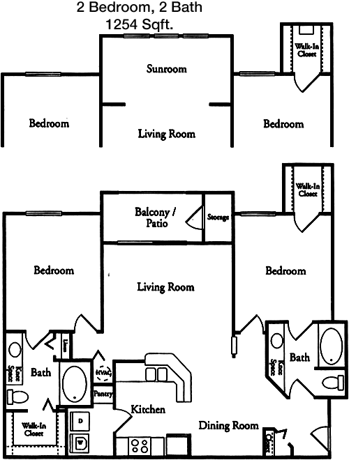 1,254 sq ft floorplan layout