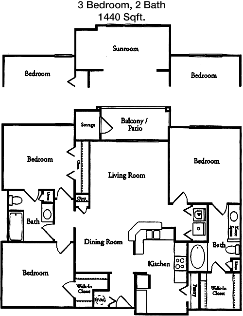 1,440 sq ft floorplan layout