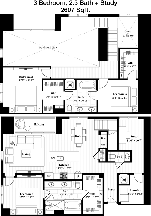 2,607 sq ft floorplan layout