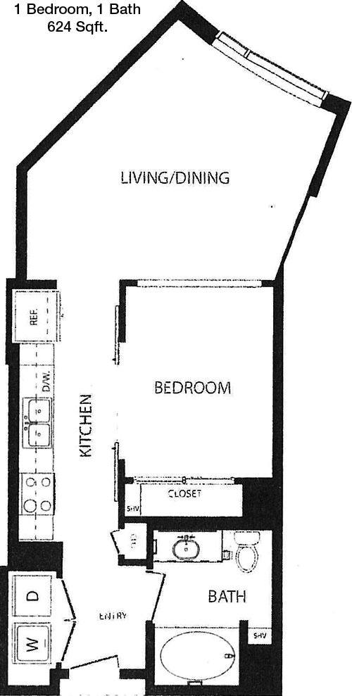 624 sq ft floorplan layout