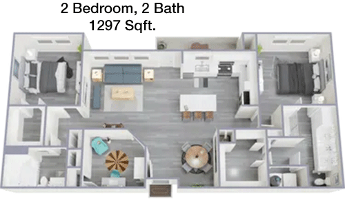 1,297 sq ft floorplan layout