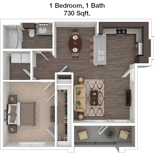 730 sq ft floorplan layout