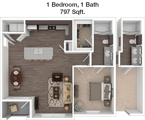 797 sq ft floorplan layout