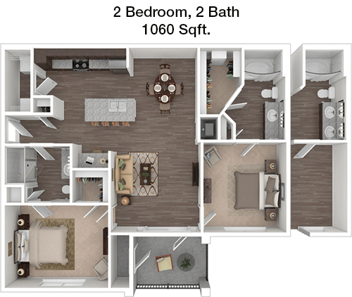 1,060 sq ft floorplan layout