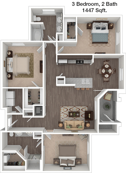 1,447 sq ft floorplan layout