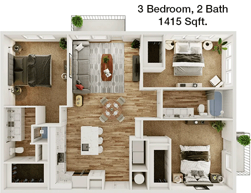 1,415 sq ft floorplan layout