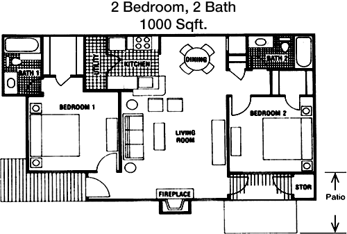 1,000 sq ft floorplan layout