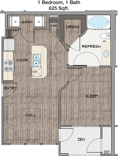 625 sq ft floorplan layout