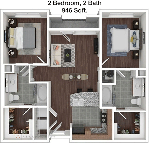 946 sq ft floorplan layout