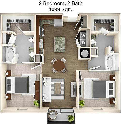 1,099 sq ft floorplan layout