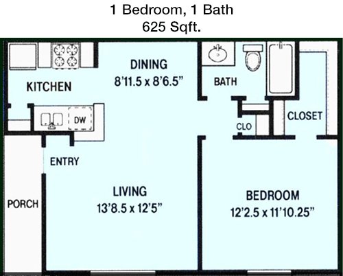 625 sq ft floorplan layout