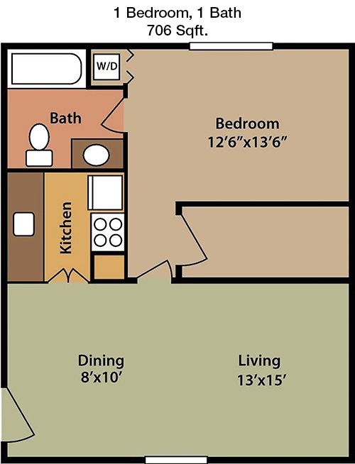 706 sq ft floorplan layout