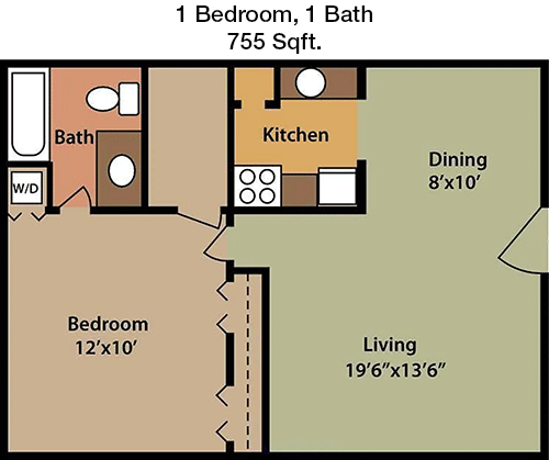 755 sq ft floorplan layout