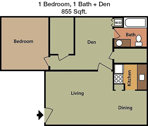 855 sq ft floorplan layout