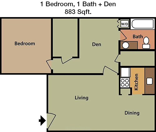 883 sq ft floorplan layout