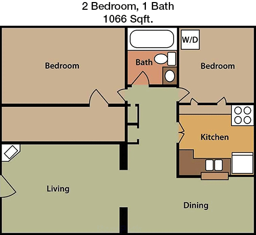 1,066 sq ft floorplan layout