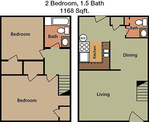 1,168 sq ft floorplan layout