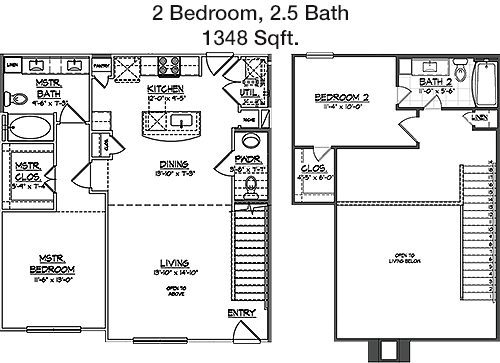 1,348 sq ft floorplan layout