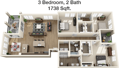 1,738 sq ft floorplan layout