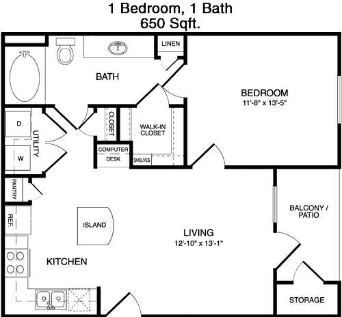 650 sq ft floorplan layout