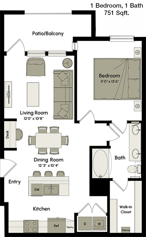 751 sq ft floorplan layout