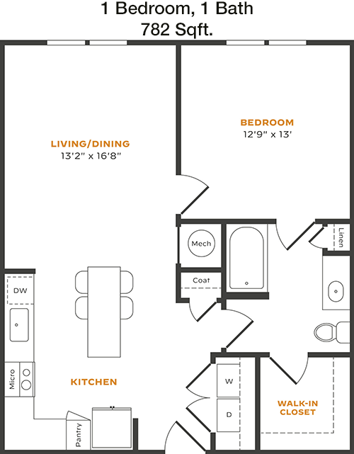 782 sq ft floorplan layout