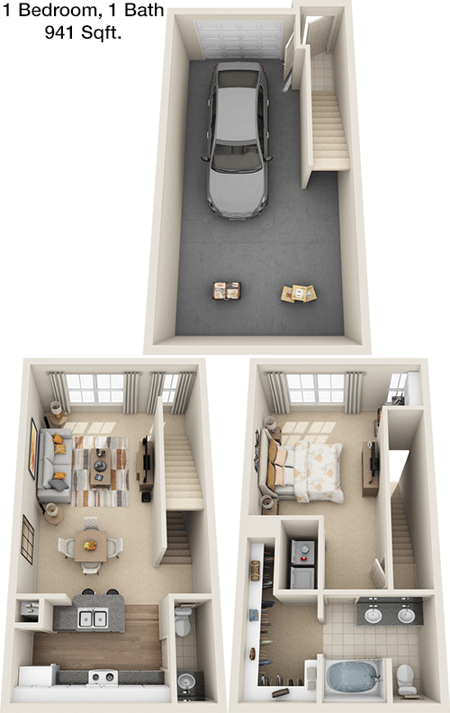 941 sq ft floorplan layout