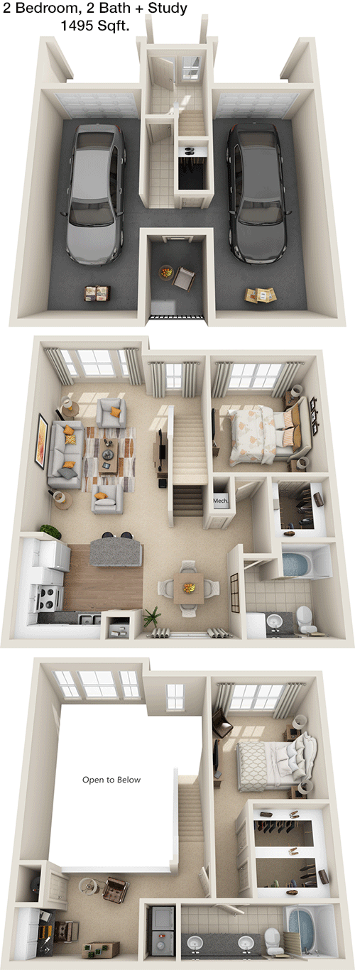 1,495 sq ft floorplan layout