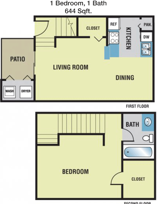 644 sq ft floorplan layout