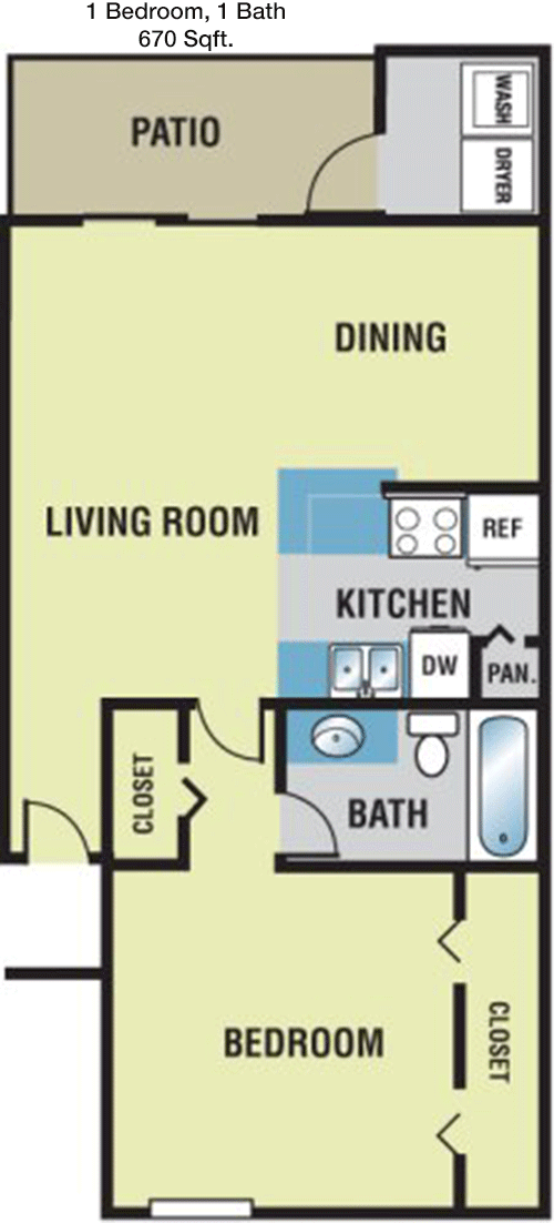 670 sq ft floorplan layout