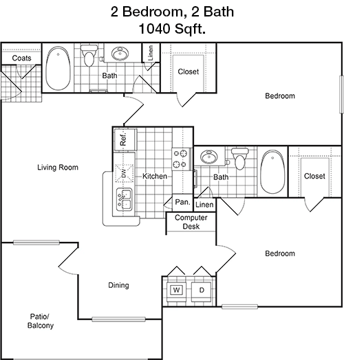 1,040 sq ft floorplan layout