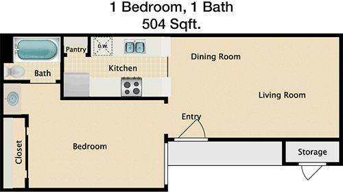 504 sq ft floorplan layout
