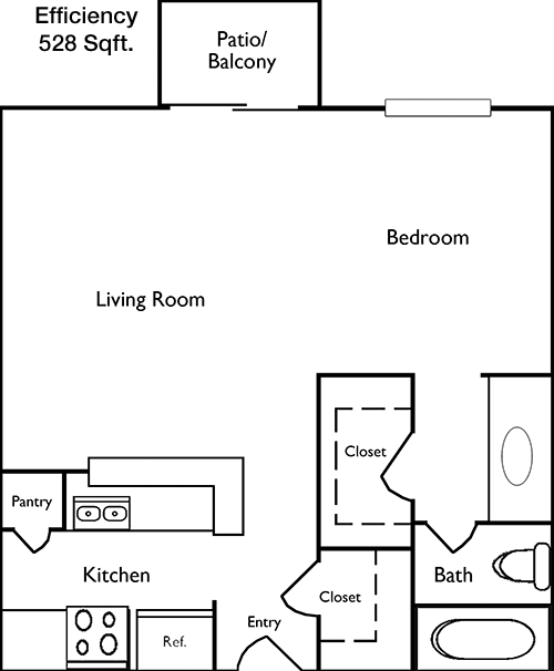 528 sq ft floorplan layout