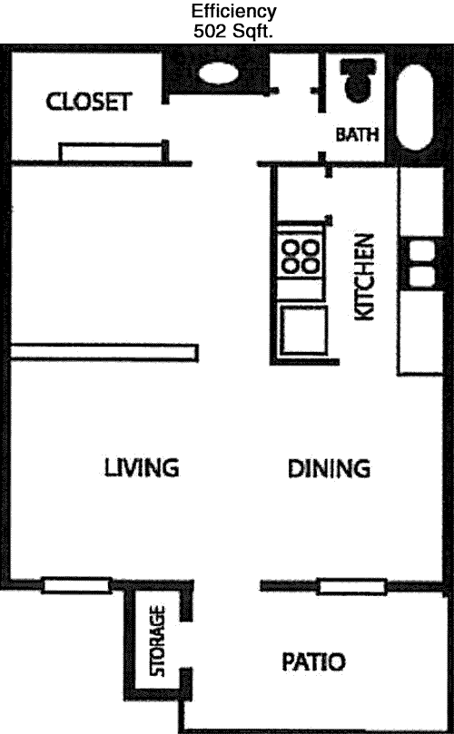 502 sq ft floorplan layout