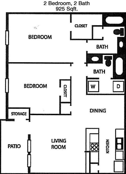 925 sq ft floorplan layout