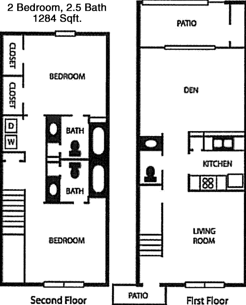 1,284 sq ft floorplan layout