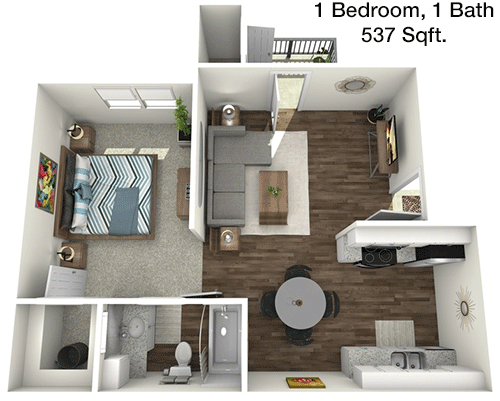 537 sq ft floorplan layout