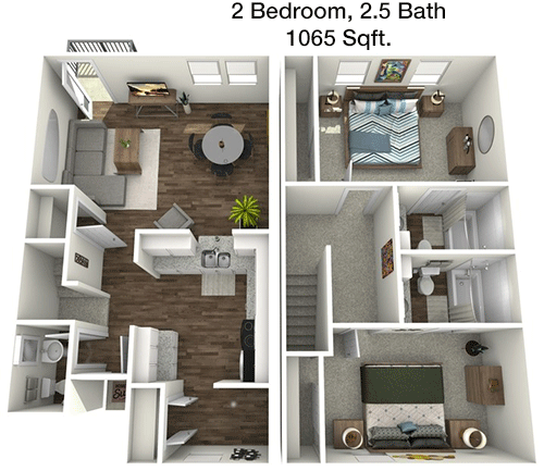 1,065 sq ft floorplan layout