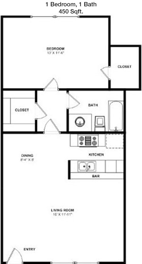 450 sq ft floorplan layout