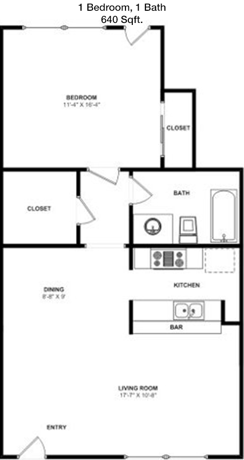 640 sq ft floorplan layout
