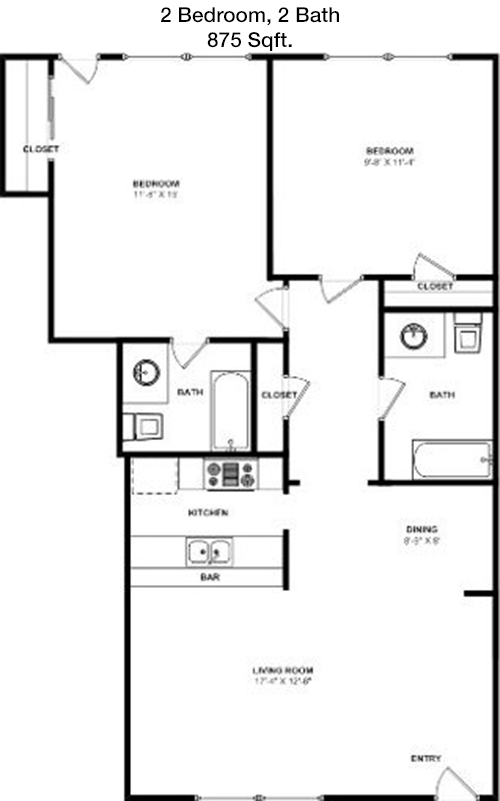 875 sq ft floorplan layout