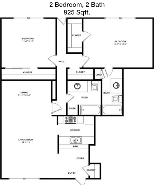 925 sq ft floorplan layout