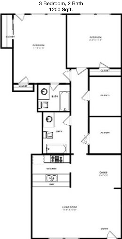 1,200 sq ft floorplan layout