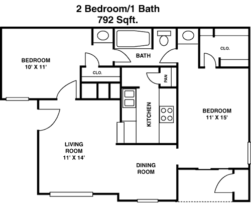 792 sq ft floorplan layout